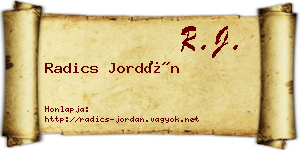 Radics Jordán névjegykártya